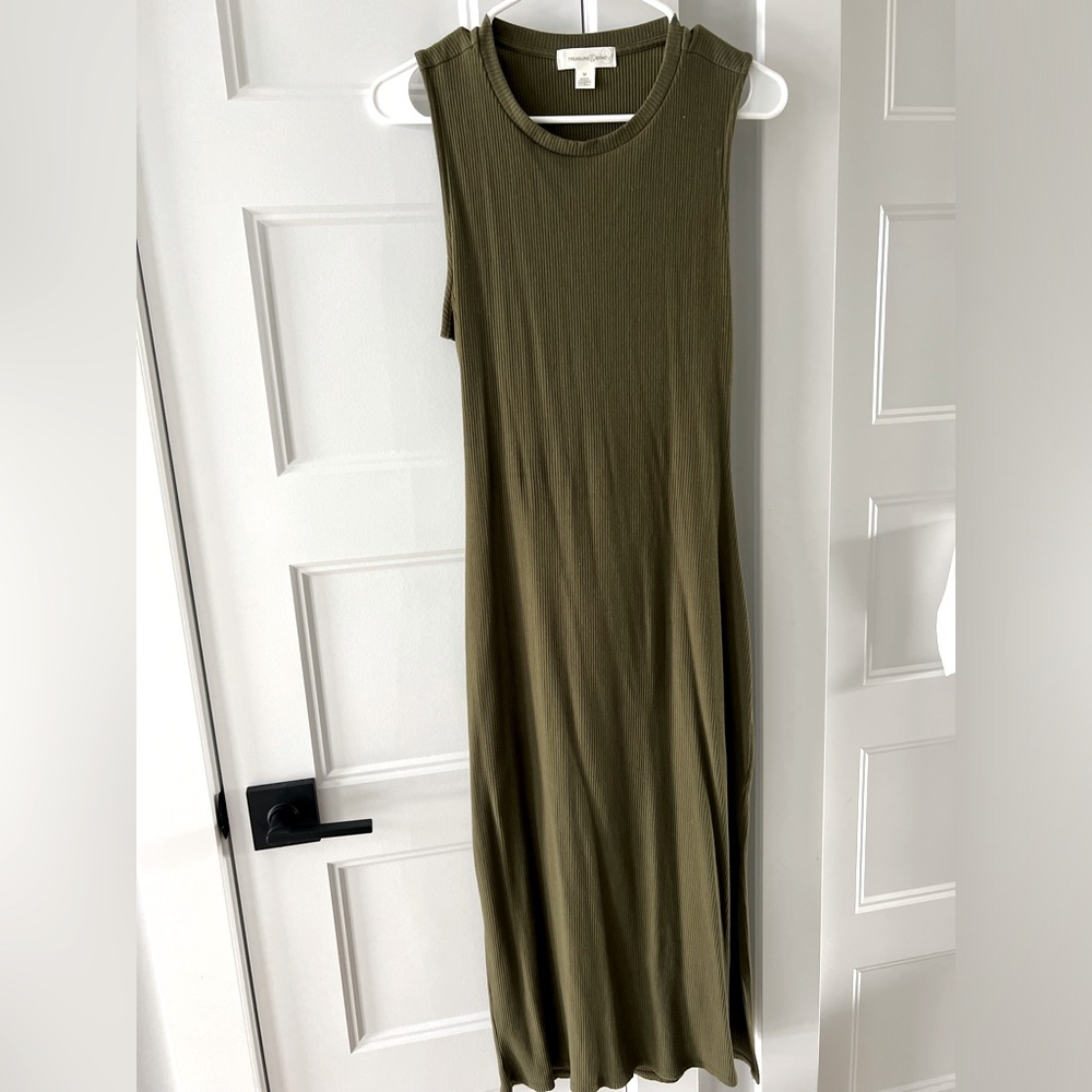 Olive green ribbed dress